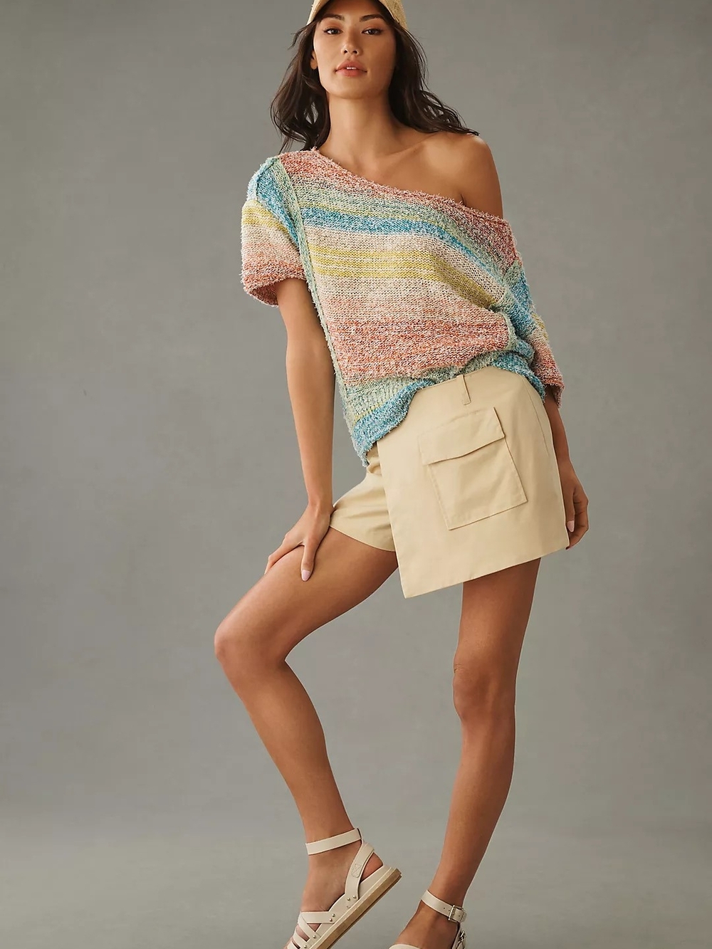 Pilcro Anthropologie Sweater XL Coastal Grandmother Preppy Cottagecore Dopamine